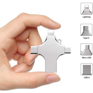 4 in 1 Type-C OTG USB Flash Drive 16GB 32GB Pendrive 64GB USB Stick 128GB 256 GB Memory Stick Voor iPhone Android PC 256 GB