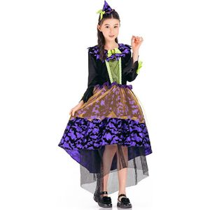 Meisjes Patchwork Jurk Halloween Carnaval Prinses Cosplay Kleding Kinderen Vallen Rella Ruches Tulle Print Kostuums 3-8T