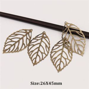 50pcs Craft Holle Bladeren Hanger Sieraden Accessoires Gold Charm Filigraan Sieraden Maken Plated Vintage voor Haar Kam