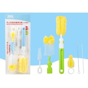 Spons Flessenborstel Set Baby Fles Cleaner 6Pcs Flessen Tepel Borstel Combinatie Set Zuigfles Borstels Kinderen Goederen