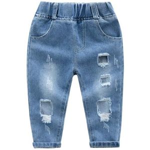 Lente En Herfst Jongens Jeans Mode Veelzijdige Kinderen Broek Gewassen Grote Gaten Klassieke Blue Alle Match Broek