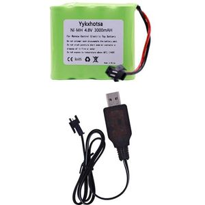 4.8V 3000mah NiMH Batterij SM Plug en Lader Voor Rc speelgoed Auto 'S Tanks Robots Boten Guns Ni-Mh AA 4.8 v Batterij speelgoed accessoire