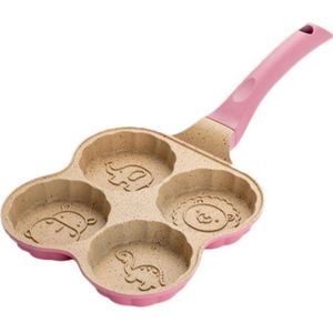 4 Gaten Omelet Pan Non-stick Bakplaat Maker Dier Gezicht Pannenkoek Steak Koken Ei Ham Pannen