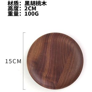 Zwarte Walnoot Massief Houten Plaat Ronde Houten Fruitschaal Huishoudelijke Lade Japanse Gedroogd Fruit Lade Diner Vierkante Platen Set