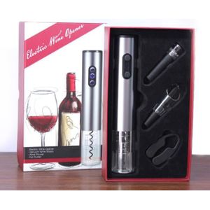 4 stks/set Elektrische Wine Opener Rvs Cordless Kurkentrekker met Folie Cutter/Vacuüm Stopper set voor wijn set