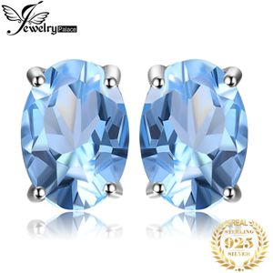 Jewelrypalace 1.9ct Genuine Blue Topaz Stud Oorbellen 925 Sterling Zilveren Oorbellen Voor Vrouwen Koreaanse Oorbellen Sieraden