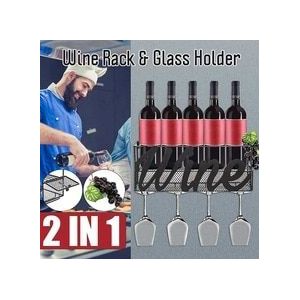 Ijzeren Wijnrek Thuis Bar Decoratie Muur Gemonteerde Wijn Glas Opknoping Houder Beker Glaswerk Organizer Rack Met Kurk lade