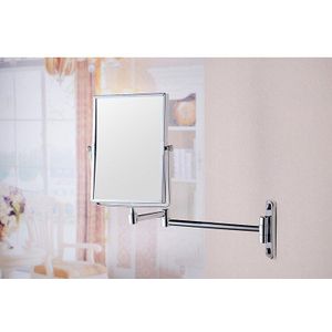 Muur gemonteerde badkamer vouwen spiegel ruimte aluminium legering intrekbare dubbelzijdig spiegel 3X vergrootglas spiegel scheren spiegel