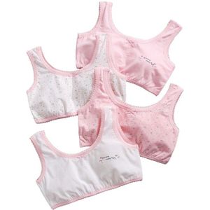 4 Stk/partij Meisjes Beha Ondergoed Lingerie Kinderen Tieners Tiener Jong Adolescente Student Katoenen Vest Dubbeldeks D0AF