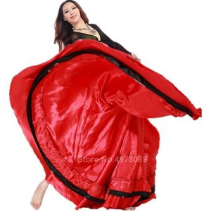 Satijn Glad Plus Size Flamenco Rok Traditionele Spaanse Stierengevecht Festival Gypsy Vrouwen Meisje Buikdansen Kostuums Prestaties