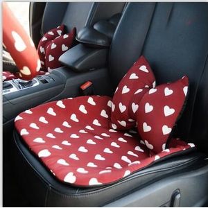 Liefde Rode Auto Stuurwiel Covers Cotoon Auto Interieur Hoofdsteun Taille Ondersteuning Kussens Zitkussen Covers Bescherming Voor Meisjes