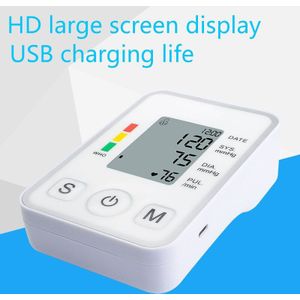 Arm Stem Elektronica Bloeddruk Automatische Digitale Lcd Display Bloeddrukmeter Usb Charge Monitor Heart Beat Rate Pulse