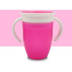 Baby Leren Drinkbeker Met Dubbel Handvat Flip Deksel Lekvrij Magic Cup Zuigelingen Water Cups Fles 360 Graden Kan Worden gedraaid