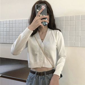 Vrouwen Cropped Vest Truien Vrouwelijke Zwart Wit Korte Trui V-hals Enkele Breasted Trui Vrouw Gebreide Koreaanse Tops