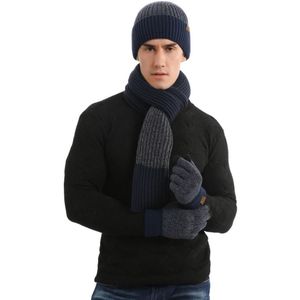 Xpay Mannen Super Warm Thermische Geïsoleerde Breien Winter Touchscreen Handschoen Hoed Sjaal Set Gezellige Fleece Voering