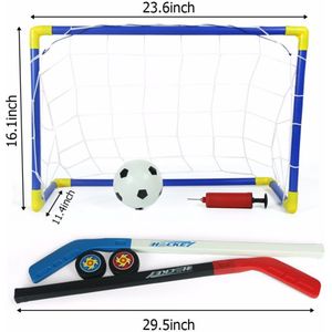 2 In 1 Outdoor/Indoor Kids Sport Voetbal & Ijshockey Doelen Met Ballen En Pomp Praktijk Scrimmage Game voetbal Speelgoed Set