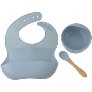 3Pcs Baby Servies Set Pasgeboren Slabbetjes + Diner Plaat + Lepel Set Waterdichte Food Grade Siliconen Feeding Speeksel Handdoek kinderziektes