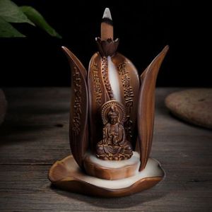 China woondecoratie keramische lotus bloem guanyin bodhisattva Terugstromen wierook