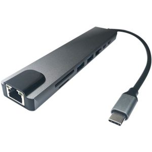 USB C Hub USB C Adapter 8-In-1 Hub USB-C To RJ45 USB 3.0 Ports SD/TF Card Reader USB C PD Fast Charge For
