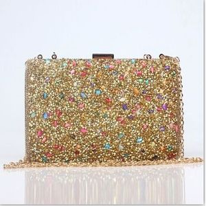 Zilver/Zwart/Goud Vrouwen elegante mode Splice Rhinestone wedding party clutch bag dames schoudertas flap purse