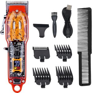 Transparante Elektrische Tondeuse Gradiënt Oplaadbare Scheerapparaat Voor Thuis Haar Salon Tondeuses Mannen Professionele