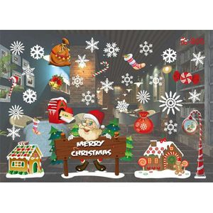 Jaar Kerst Home Decor Muur Stickerwindow Sticker Sneeuwvlok Santa Raamstickers Kerst Muurstickers Voor Kinderen Kamers