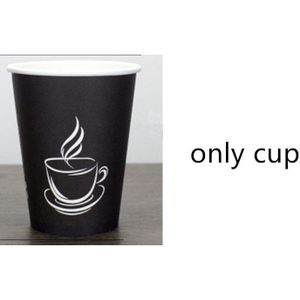50pcs black disposable coffee cup 250ml 400ml 500ml cold and drink beverage paper cups with lid takeaway package