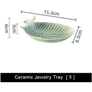 Keramische Sieraden Display Lade Vogels Laat Bloem Trinket Gerecht Ring Armbanden Organizer Key Coin Holder Wedding Decoratieve Trays