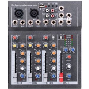 Mini Draagbare Audio Mixer Met Usb Dj Sound Mixing Console MP3 Jack 4 Channel Karaoke 48V Versterker Voor Karaoke (Eu Plug)
