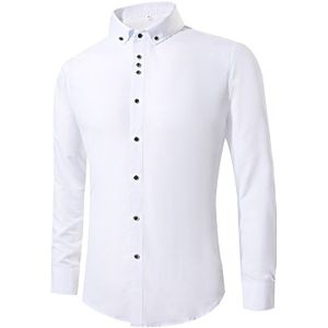 Mode Witte Jurk Shirts Mannen Lange Mouwen Casual Wit Formele Overhemd Mannen Slim Fit Wedding Shirt Mannelijke Kleding tops