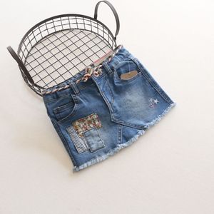 Rokken Baby Meisjes Mode Denim Rokken Kind Lente Zomer All-Match Rok Kids Katoen Zachte Denim Rokken Met Kleurrijke Riem