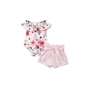 Baby Baby Meisje Kleding Bloemen Romper Boog Gestreepte Shorts Broek Outfit Zomer Mode Babykleding Set Peuter Kostuum 0- 18 M