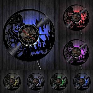 Brandweer Kantoor Muur Decorfirst Responder Firefighter Wandklok Vintage Vinyl Record Wandklok Brandweerman Gebed