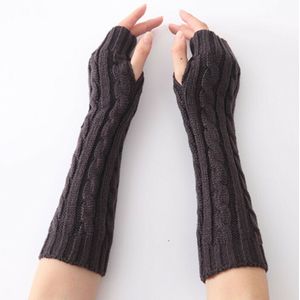 Mode Vrouwen Dames Winter Casual Gebreide Pols Arm Hand Warmer Lange Mitten Vingerloze Handschoenen Zwart Wit Grijs