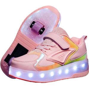 Lichtgevende Roller Sneakers Voor Kids Meisjes Usb Oplaadbare Led Skate Schoenen Met Dubbele Wielen Voor Kinderen Met Verlichting