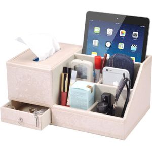 Multifunctionele Desk Organizer Leer Pu Vintage Bureau Opbergdoos Zwarte Klassieke Potlood Houder Briefpapier Collectebussen