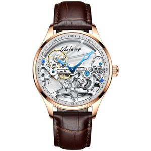 Ailang Brand Mannen Automatische Mechanische Horloges Top Leatehr Waterdichte Steampunk Horloges Heren Skeleton Klok Rome Relogio