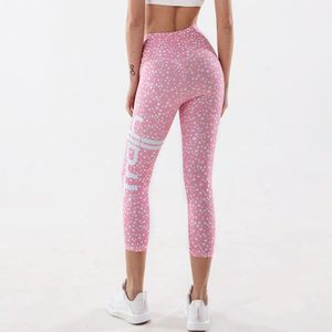 Ec. Ms Mode Sport Leggings Vrouwelijke Dot Afdrukken Letters Snel Droog 3/4 Broek Elastische Broek Gym Panty