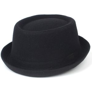 4 Size 100% Wol Mannen Pork Pie Hoed Voor Papa Zwarte Fedora Hoed Voor Gentleman Platte Bowler Porkpie Top Jazz hoed