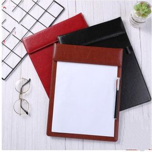 A4 Blokkenhouder Pen Houder PU Lederen Magnetische Bestand Papier Profiel Clip Board Schrijven Tablet Pad Mat (zwart bruin rood)