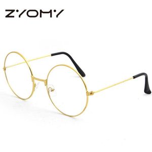 Ronde Glazen Voor Vrouwen Mannen Vintage Klassieke Metalen Platte Spiegel Optische Bril Frame Unisex Vision Care Brillen