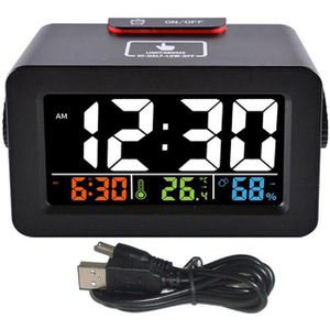 Digitale Bureau Led Wekker Met Snooze Thuis Temperatuur Thermometer Hygrometer Kleur Tafel Usb Telefoon Oplader Klok