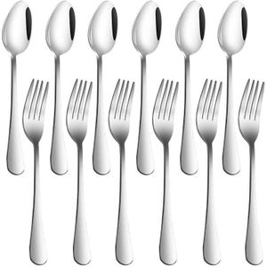 Set Van 12, Roestvrij Staal Diner Vorken En Lepels, vinden Top Zware Vorken (8 Inch) En Lepels (7 Inch) Bestek Set-Abux
