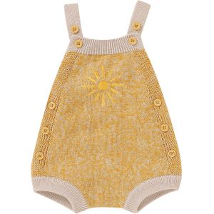 0-18M Baby Jongen Meisje Gebreide Trui Romper Mouwloze Geborduurde Zon Jumpsuit Uitloper Warme Herfst