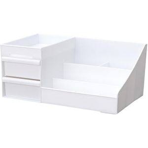 1Pc Desktop Organizer Storage Case Make-Up Organizer Met 2 Lade Voor Slaapkamer Kaptafel Slaapzaal (Wit)