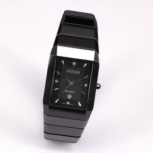JZZAM Luxe Mode Rechthoek Waterdicht Stijl Quartz Keramiek Armband Horloge Heren en Vrouwen Jurk Horloges Klok