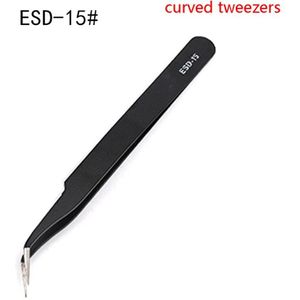 ESD Anti-Static Stainless Steel Tweezers Precision Maintenance Industrial Repair Curved Tool Home Working Model Making Hand Tool
