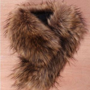 Vrouwen Faux Fur Sjaal Kraag Sjaal Wraps Stole Hood Trim Pluizige Nobele Elegante Vogue Bontkraag Vrouw halsdoek