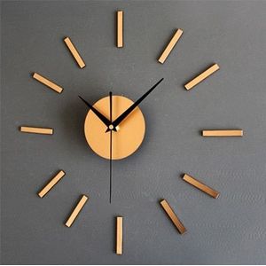 Grote 3D DIY Wandklok hoogwaardige metalen Goud Quartz Klokken Horloge Decoratie Thuis voor Woonkamer