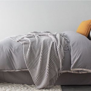 Europa Plaid Knit Airconditioner Cover Dutje Deken Comfortabele Warme Kwastje Nordic Effen Kleur Dekens Voor Bedden Sofa